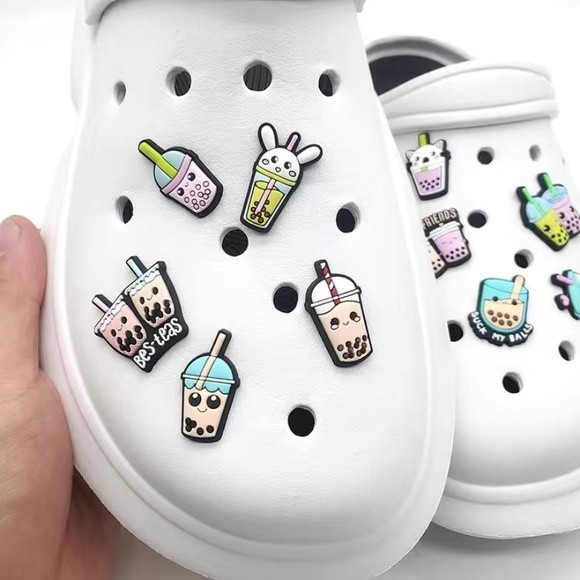 Jibbitz Other - 10 Pc Boba Croc Shoe Charm Jibbitz - Boba Tea Milk Cartoon 10 Pc Set